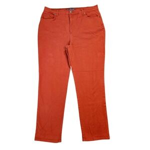 Gloria Vanderbilt Amanda High Rise Tapered Jeans Rust Orange Womens 16 NWOT